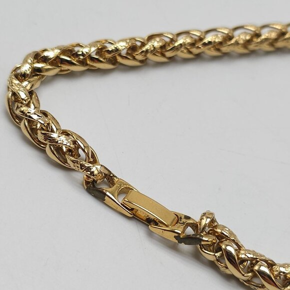 Heavy 1980s Gold Rope Chain Necklace Bracelet Set With Clasp Closure - Picture 5 of 7